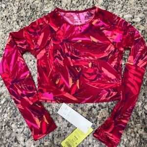 All In Motion Womenʻs Small Vibrant Long Sleeve Athletic Crop Top NWT UPF 50